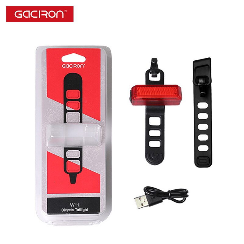 GACIRON-luz trasera para bicicleta con carga USB, lámpara LED transparente de advertencia, resistente al agua, para montar en bicicleta de noche