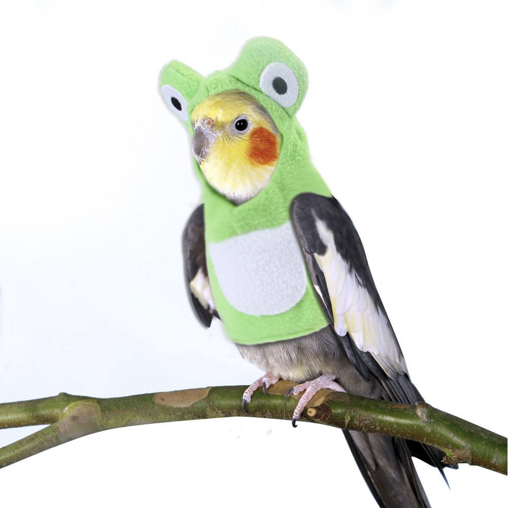 Divertido con forma de rana aves ropa loro Rana Sudadera con capucha traje lindo divertido ropa para periquitos aves S M L tamaño