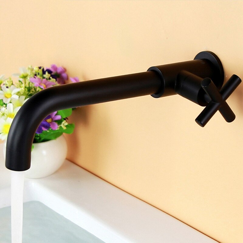 Brass Wall Mount Basin Faucet Single Cold Water Tap Bathroom Kitchen Sink Tap Spigot Garden Spout Mop Pool Faucet: Default Title