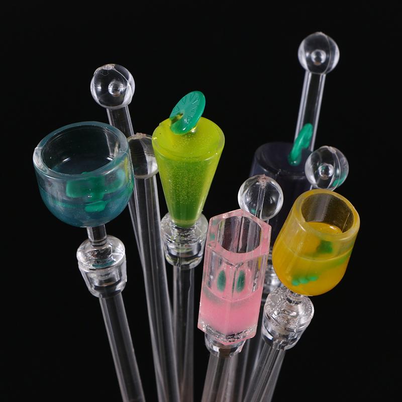 5 st akrylcocktailswizzle sticks mixerstavar bar cocktail muddler drink mixer omrörningsstavar (slumpmässig färg och stil)