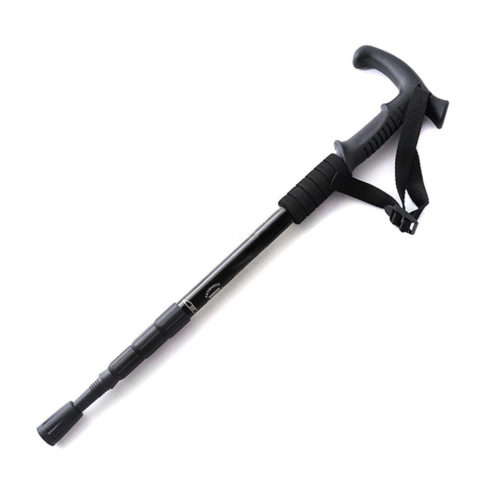 Ultra-light Walking Hiking Stick Aluminium Alloy Telescopic Trekking Pole Alpenstock SEC88: Black