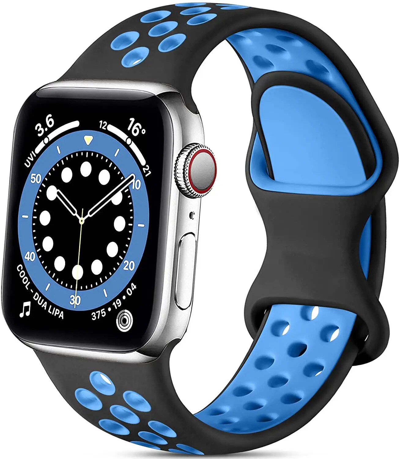 Bracelet de montre en silicone de sport de poignet de remplacement double pour la série Apple IWatch
