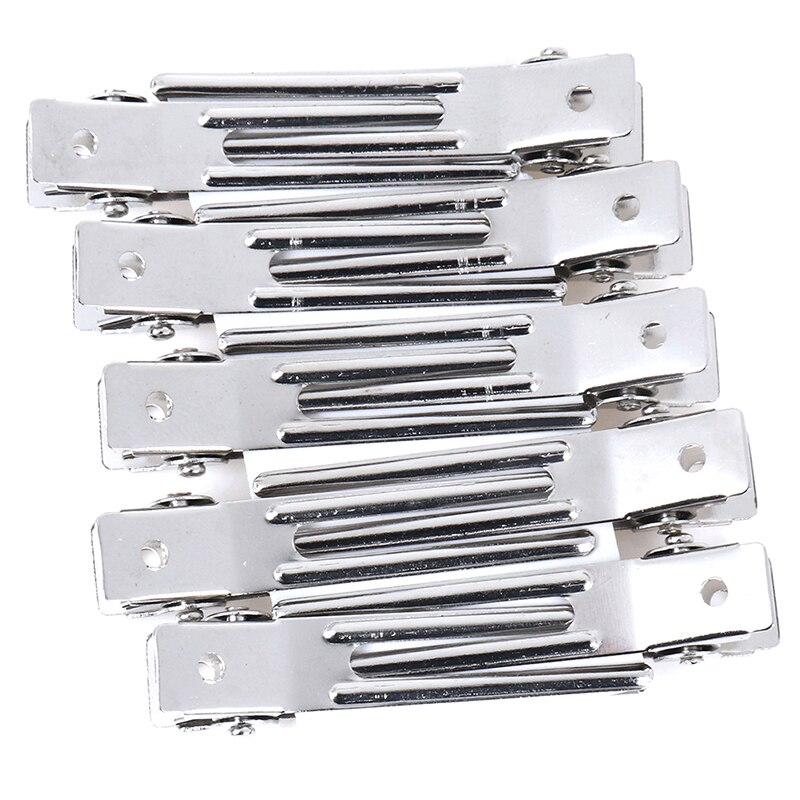 10pcs 46mm DIY Double Prong Alligator Hair Clips Flat Metal Boutique Hairpins With No Teeth For Hair Styling Accessory