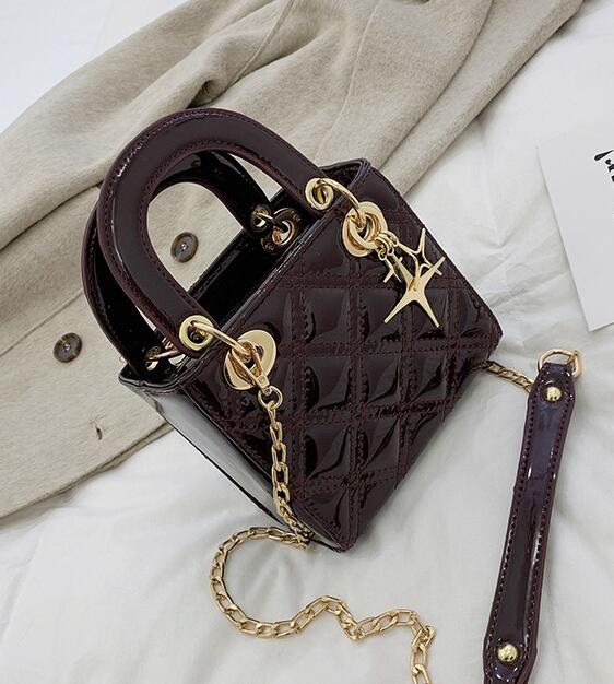 Sac à main de de luxe nouvelle femme fourre-tout sac de en cuir PU femmes concepteur sac à main chaîne épaule sacs de messager: Bourgogne