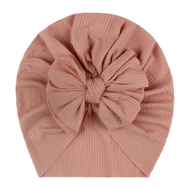 Chapeau Turban doux avec gros nœud pour bébé fille, Bonnet de couleur unie pour -né et enfant en bas âge, printemps: style 1