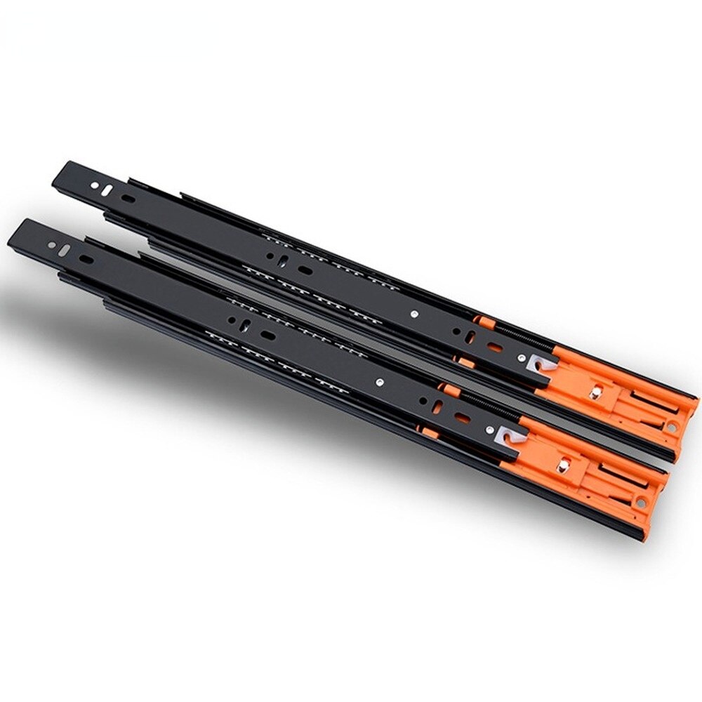 Drawer Slide Rail Thickened Slide Rail Three-Section Slide Rail 4510 Damping Buffer Rail Drawer Rail (A Pair Of 2 Pieces)