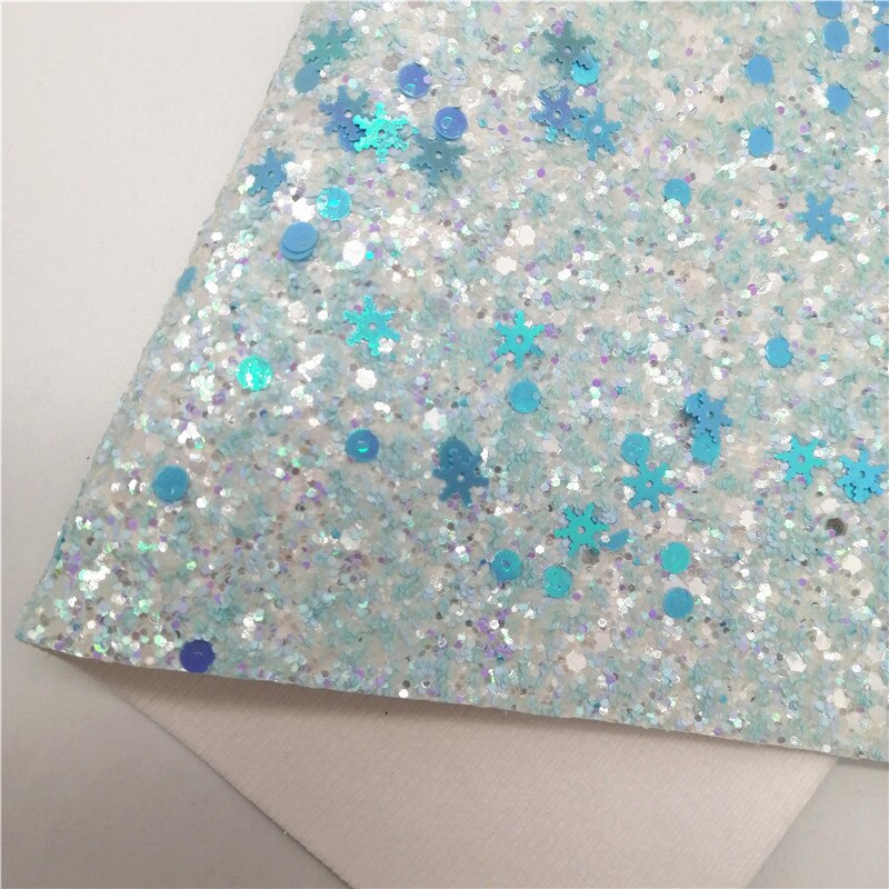 Sininen lumihiutale paksu glitter vinyyli kangas arkki huopa tausta synteettinen nahka tekovinyyli tee itse  a4 koko  t569b