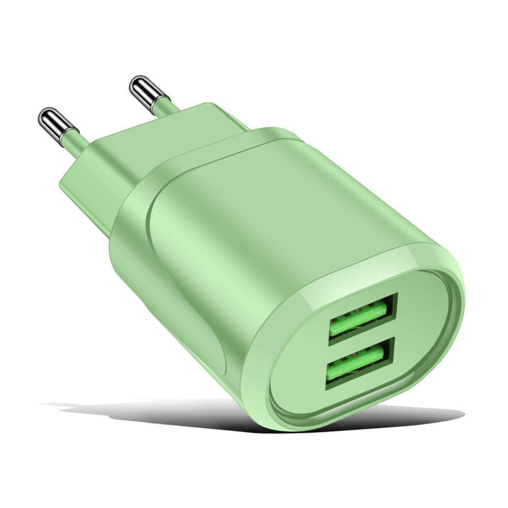 2 -poorts usb-lader, reisadapter voor snel opladen, draagbare dubbele wandlader, mobiele telefoonladers voor iphone 11 pro max, samsung: Groente
