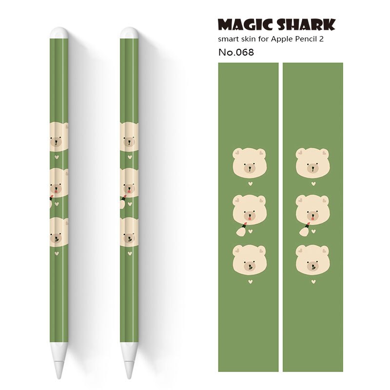 Magic Shark Cute Cartoon Rabbit Bear Ultra Thin 3M PVC Film Case Skin Tape Sticker for Apple Pencil 2 Stylus: 068