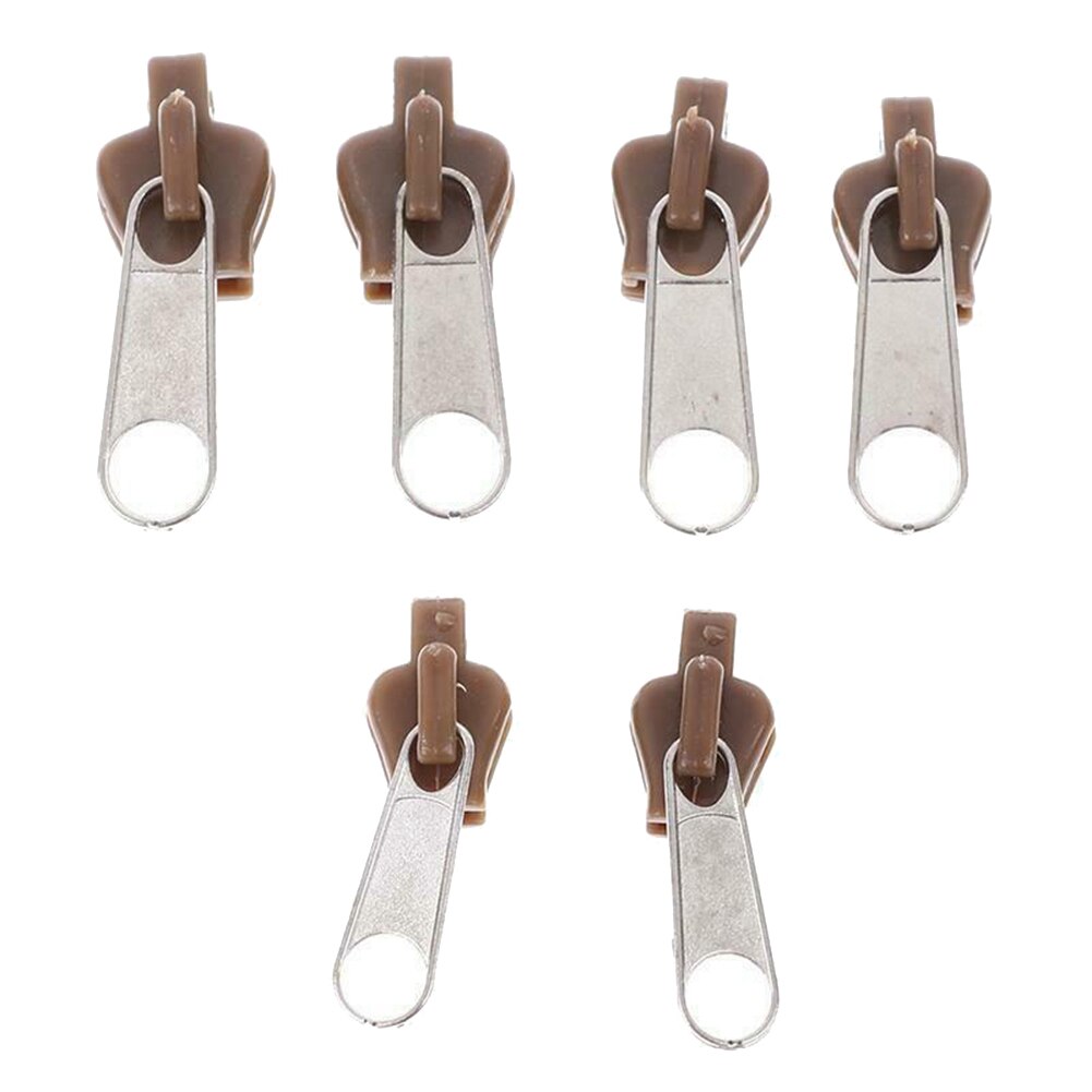6/12Pcs Universal Fix Zipper Repair Kit Replacement Zip Slider Zippers Puller GHS99: Brown  6pcs