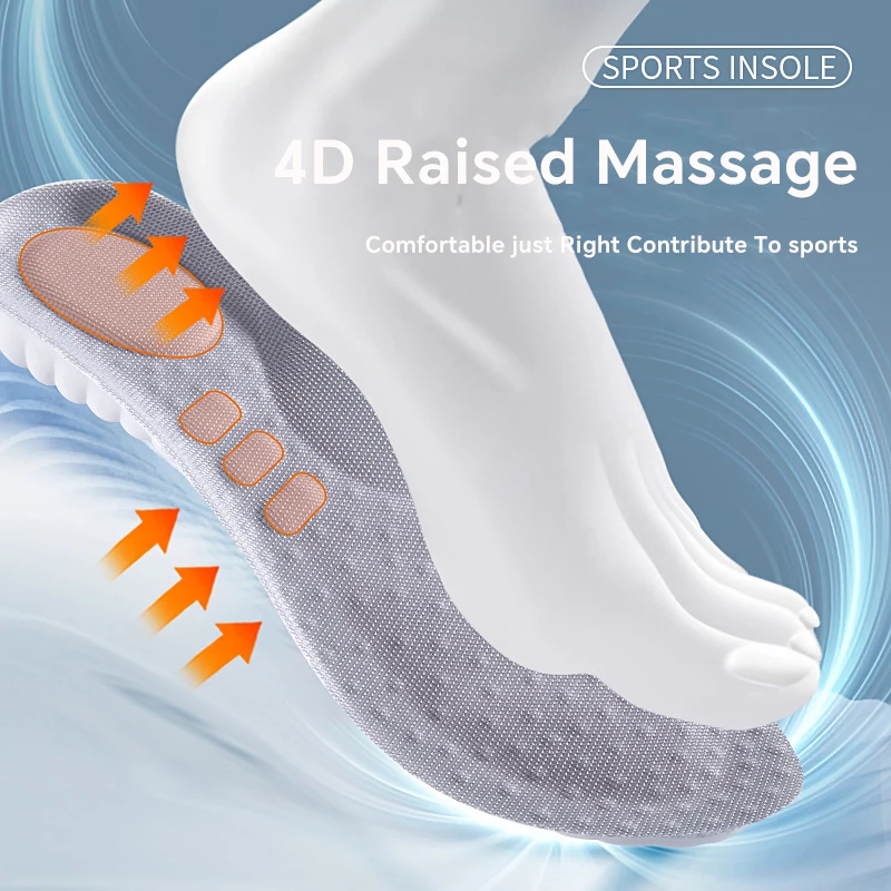 1Pair Air Cushion Sport Insoles Full for Feet PU Sole Soft Breathable Shock Absorption Running Shoes Pad for Arch Support Insole