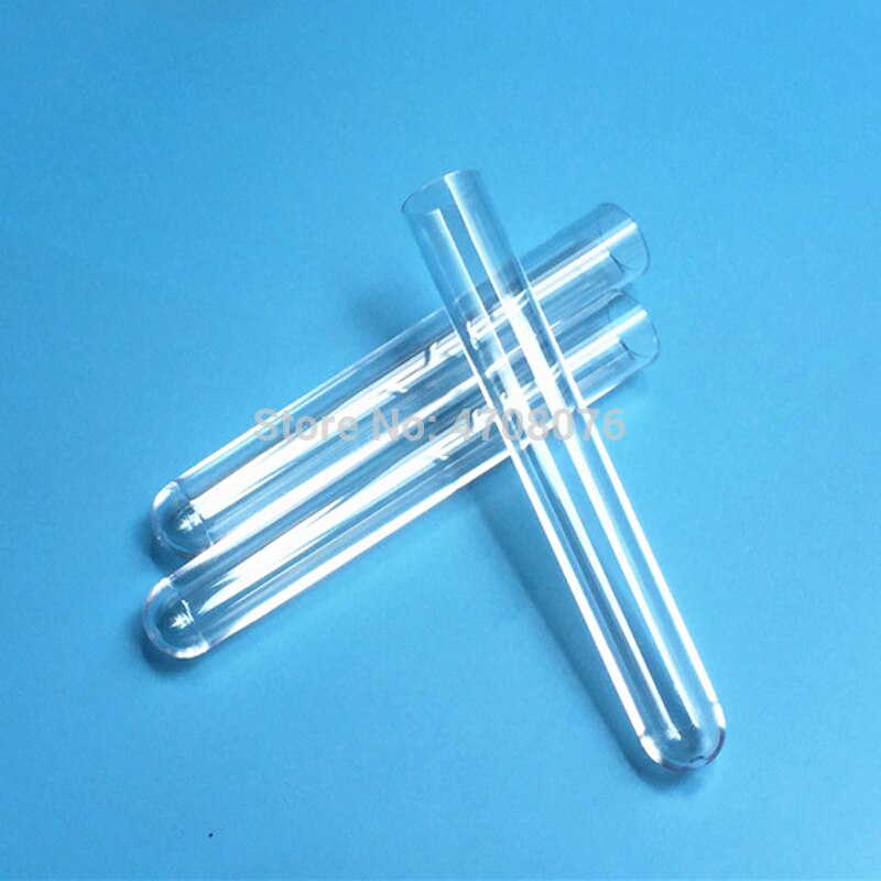 Tubes à essai en plastique transparent sans bouchon, 13x100mm, 50 pièces/lot, pour expérience scientifique, matériel de laboratoire PS à fond rond