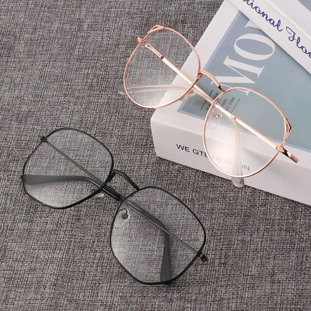 Unisex vintage anti blått ljus glasögon bågar oktagon lins närsynthet optisk spegel enkel legering anti uv klar glasögon bågar