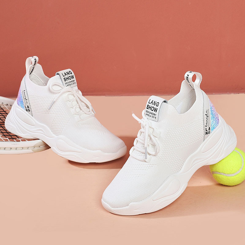 Sport Schuhe frauen Herbst/Winter Neue Kunst Fliegende gewebte Atmungs Alte Schuhe Erhöht Kleine Weiße Schuhe lässig Schuhe