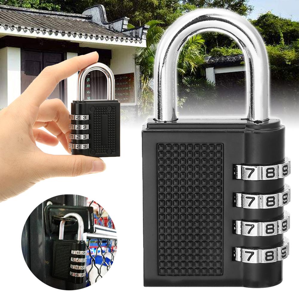 Heavy Duty 4 Dial Digit Combination Lock Weatherproof Security Padlock Outdoor Gym Safely Code Lock Black