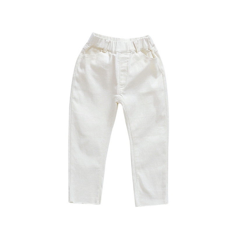 Frühling Herbst Baby Mädchen Zerrissene Jeans freundlicher Schlauch freundlicher Gebrochen See Hosen Weiß Farbe Mädchen Elastische Taille Denim Hosen