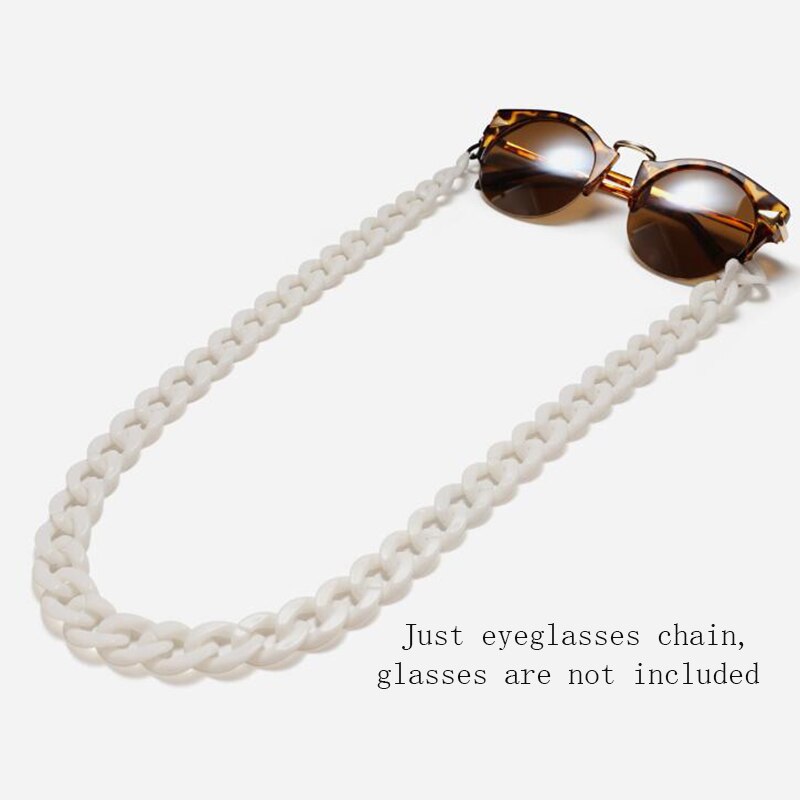 Leopard Acrylic Sunglasses Chain Women Reading Glasses Hanging Neck Chain Largand Glasses Chain Eyeglasses Strap: White