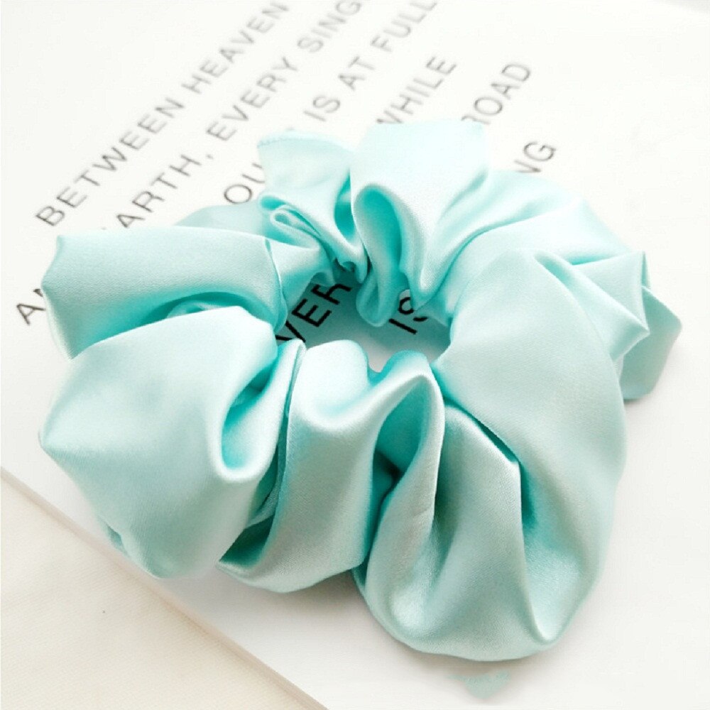 Faux Zijde Chouchou Vrouwen Meisjes Elastische Haar Elastiekjes Accessoires Gom Voor Vrouwen Tie Haar Ring Touw Paardenstaart Houder: Blauw
