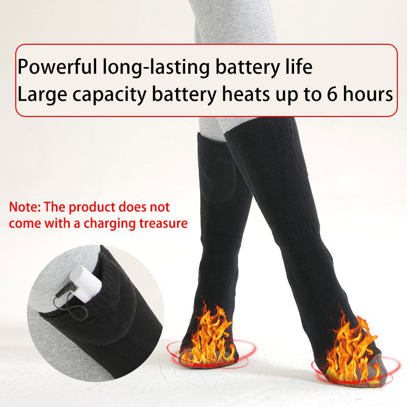 Electric Heated Socks - Unisex Knee-High - Rechargeable Lithium Battery - Remote Control - Skiing