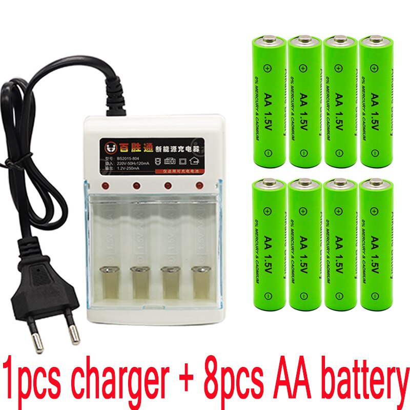 Tag 3000 MAH oplaadbare batterij AA 1.5 V. oplaadbare Alcalinas drummey + 1pcs 4-cell battery charger: WHITE