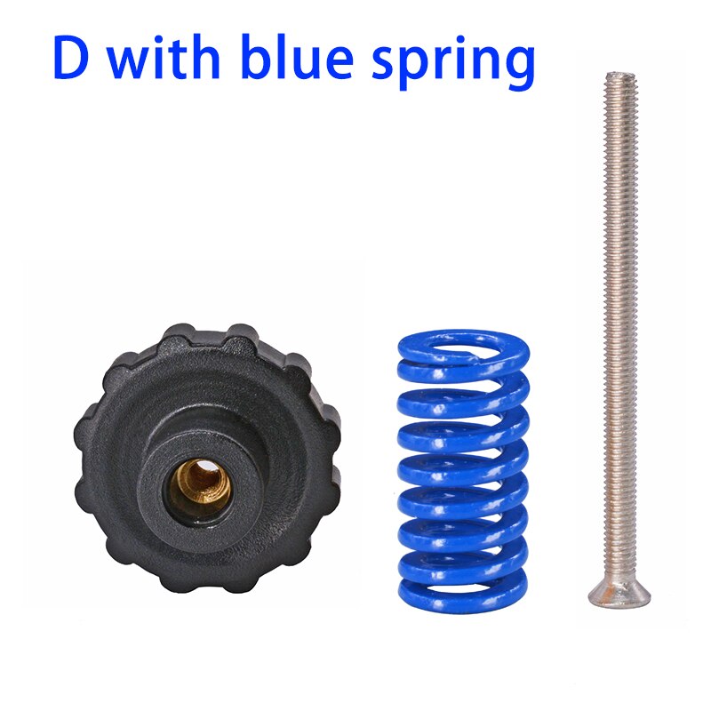 4PCS M3/M4 Heat Bed Leveling Spring Knob Parts 3D Printers Print Platform Screw Nuts Calibration Accessories: D with Blue spring