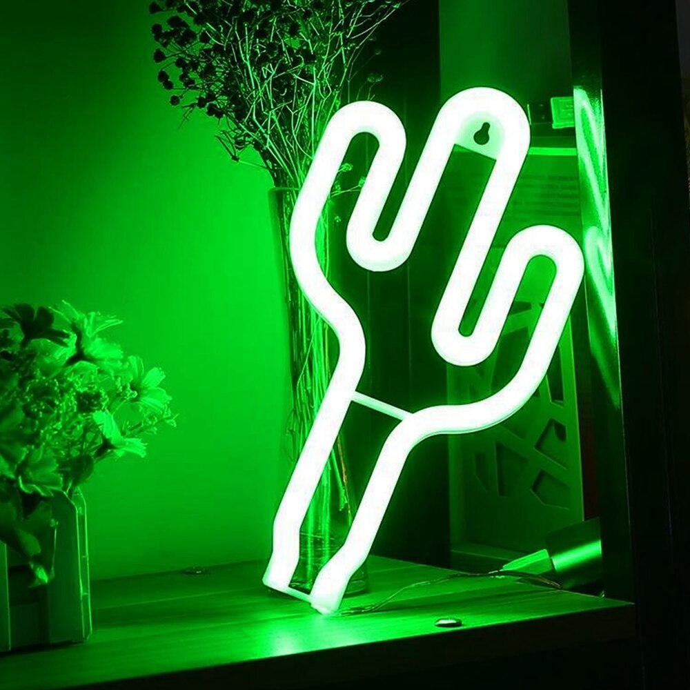 LED Grn Kaktus Neon- Zeichen Zauberstab Dekor USB...  Grandado