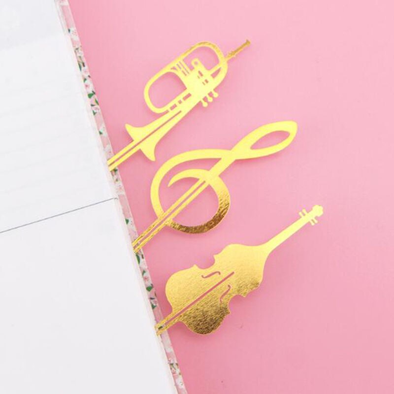 Instrumentos musicales occidentales de , marcapáginas de música creativos de Metal, marcapáginas para oficina, papelería de aprendizaje, de negocios
