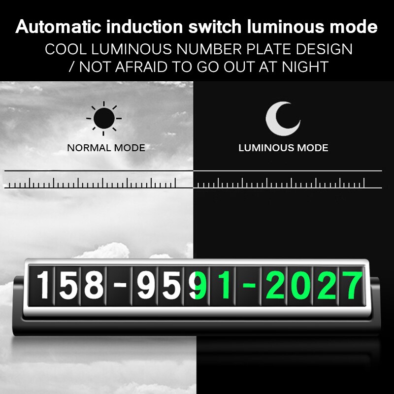 Auto lichtgevende telefoonnummer plaat stickers nachtlampje stijl tijdelijke kaart plaat telefoonnummer kaart parkeerkaart