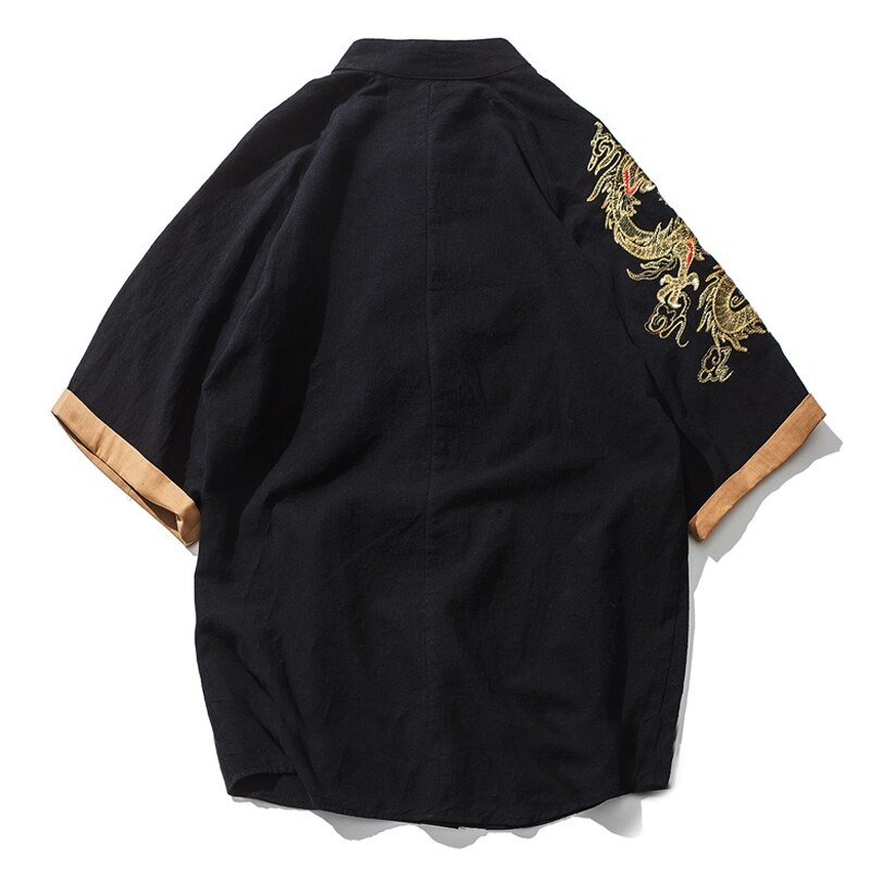 Chinese style plus size male extra large code tide big man slimming 9XL linen half sleeve shirt cardigan embroidery 9XL 10XL