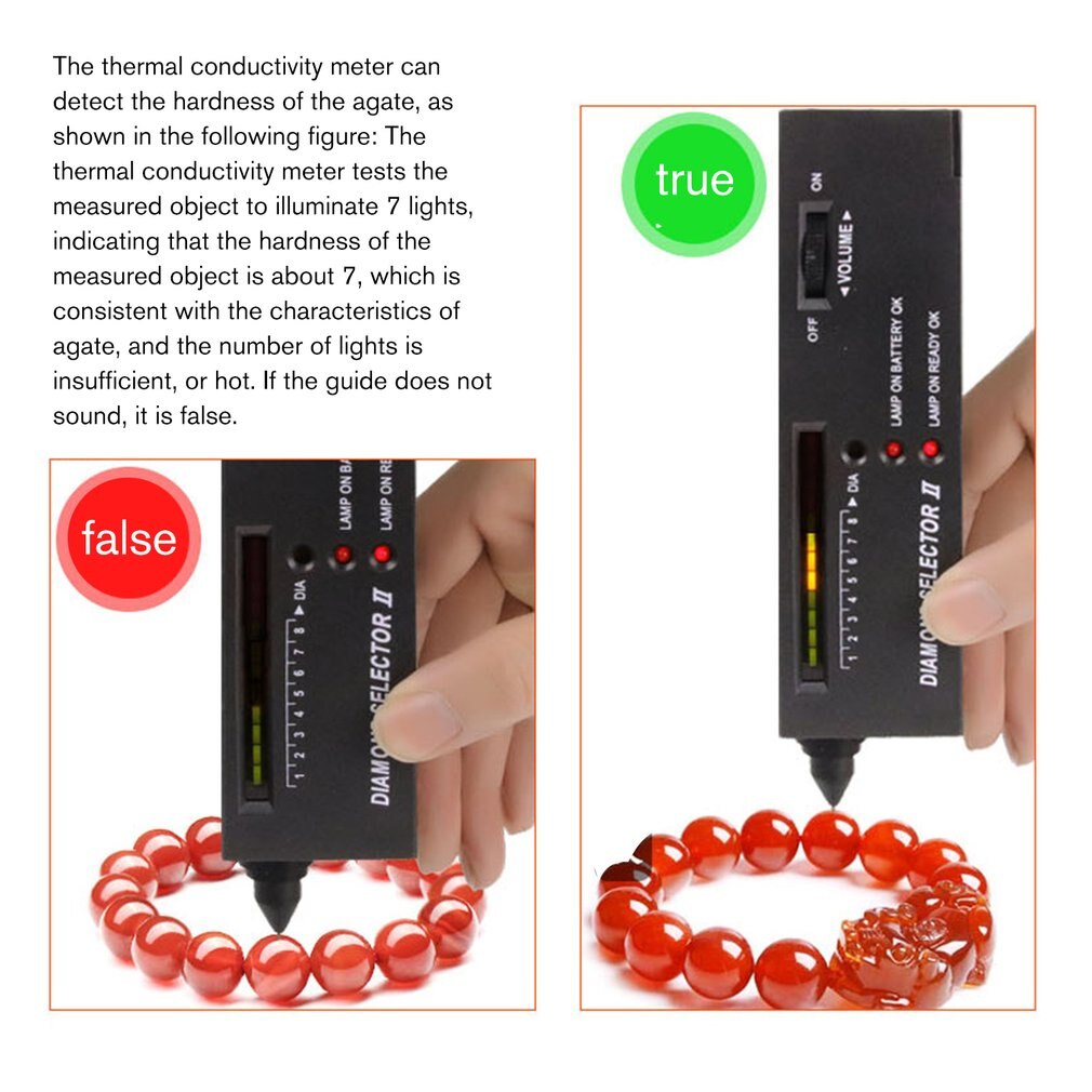 Crystal Tester Tool Thermal Conductivity Meter Drill Pen Hardness Identification Instrument Detection Diamond Authentic Jade