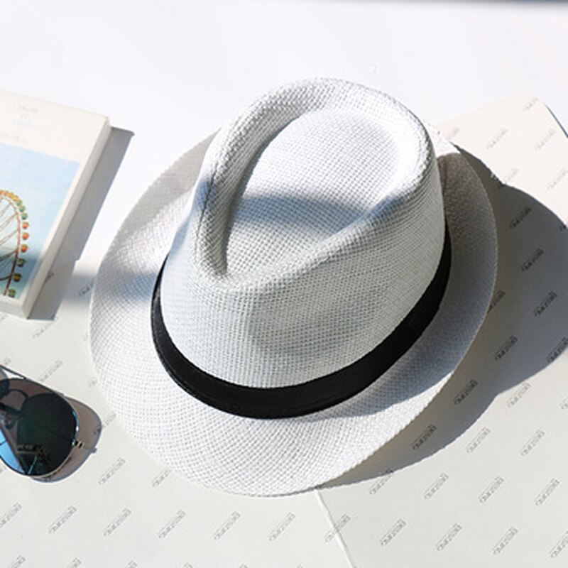 Summer Men Women Children Paper Straw Hat Trilby Gangster Cap Beach Sun Hats Straw Parent-child Jazz Hats Travel Fedoras GH-625