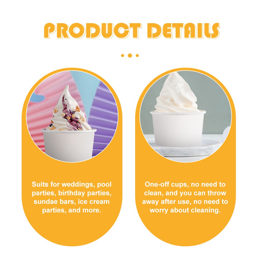 100Pcs Disposable Ice Cream Cups 3oz Dessert Pudding Cups for Retail Store Home
