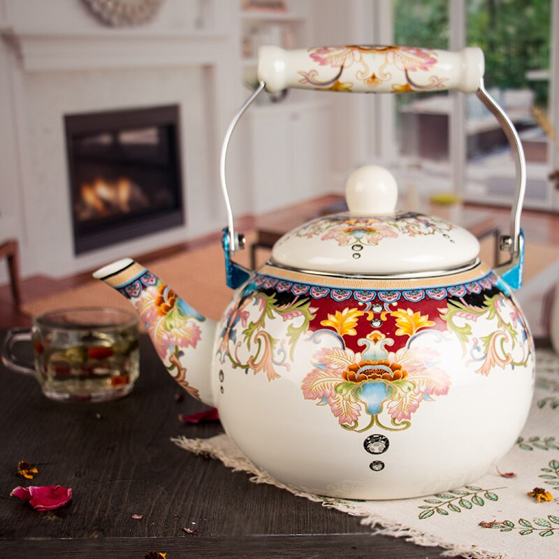 Théière émail santé gaz Induction cuisinière bouilloire gaz maison chaude bouilloire grande capacité cruche émail Pot eau Carafe Camping thé
