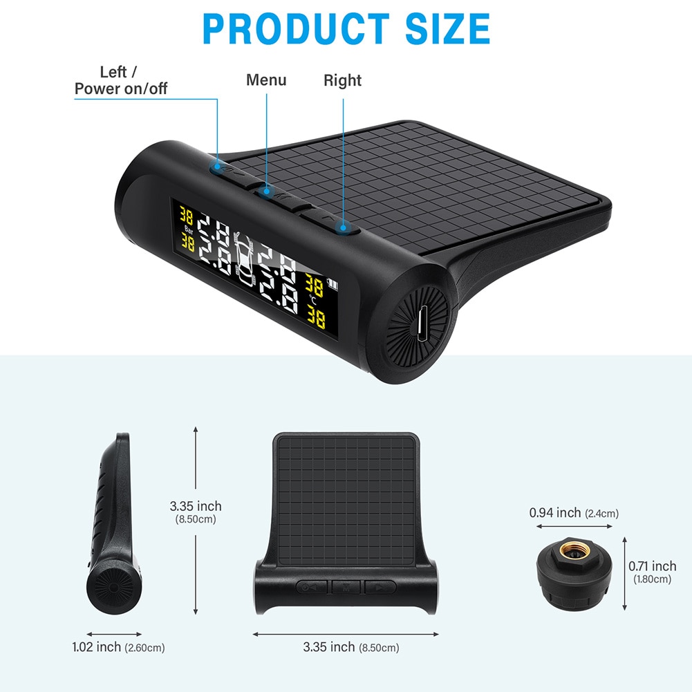 Smart Car TPMS Tyre Pressure Monitoring System Digital LCD Display Auto Security Alarm Systems Tire Pressure Temperature Warning