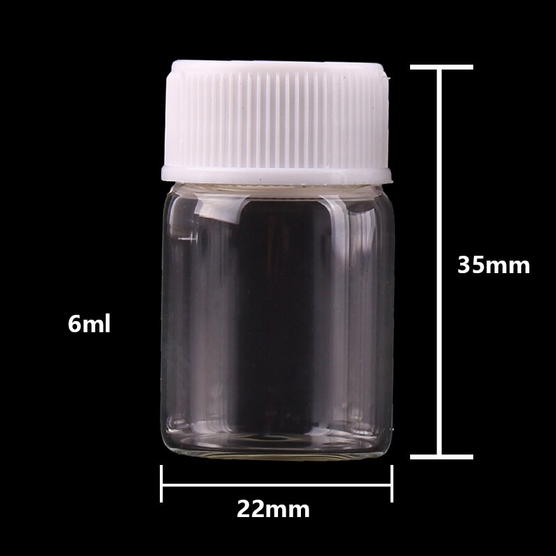 5ml 6ml 7ml 10ml 14ml Mini Clear Glass Bottles with White Plastic Screw Cap Empty Spice Bottles Jars DIY Crafts Vials