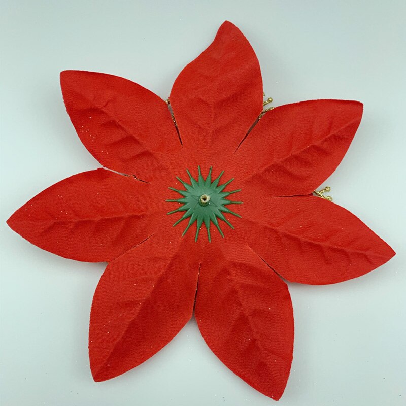 20cm/22cm butikk blomsterhode glitter kunstig silke blomst juletre ornament diy jul dekorasjon år dekor