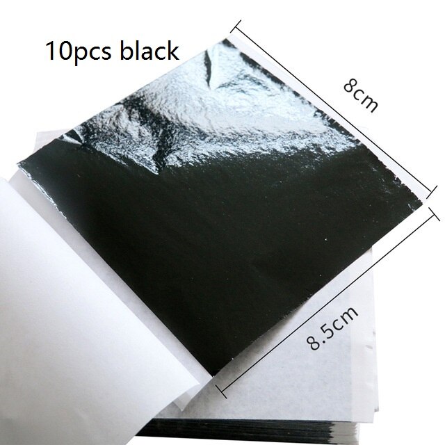 10 Stck Gold Folie Papier DIY Nagel Gold Blatt Blätter Malerei Gold Blatt Papier Harz Dekoration Gold-überzogene Möbel Gold Folie: Schwarz 10Stck