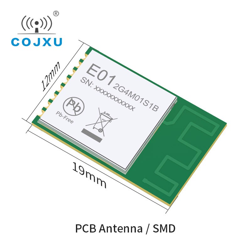Rf module pcb antenne 5 dbm spi module 2.4 ghz smd klein formaat  e01-2 g 4 m 01 s 1b 16 mhz kristaloscillator 5 dbm zender en ontvanger