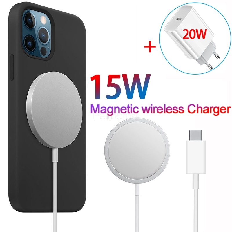 Magnetyczna bezprzewodowa ładowarka 15W dla iPhone 12 zawodowiec Max mini Magsafe szybka ładowarka szybka 20W ue usa wielka brytania wtyczka PD bezprzewodowa ładowarka