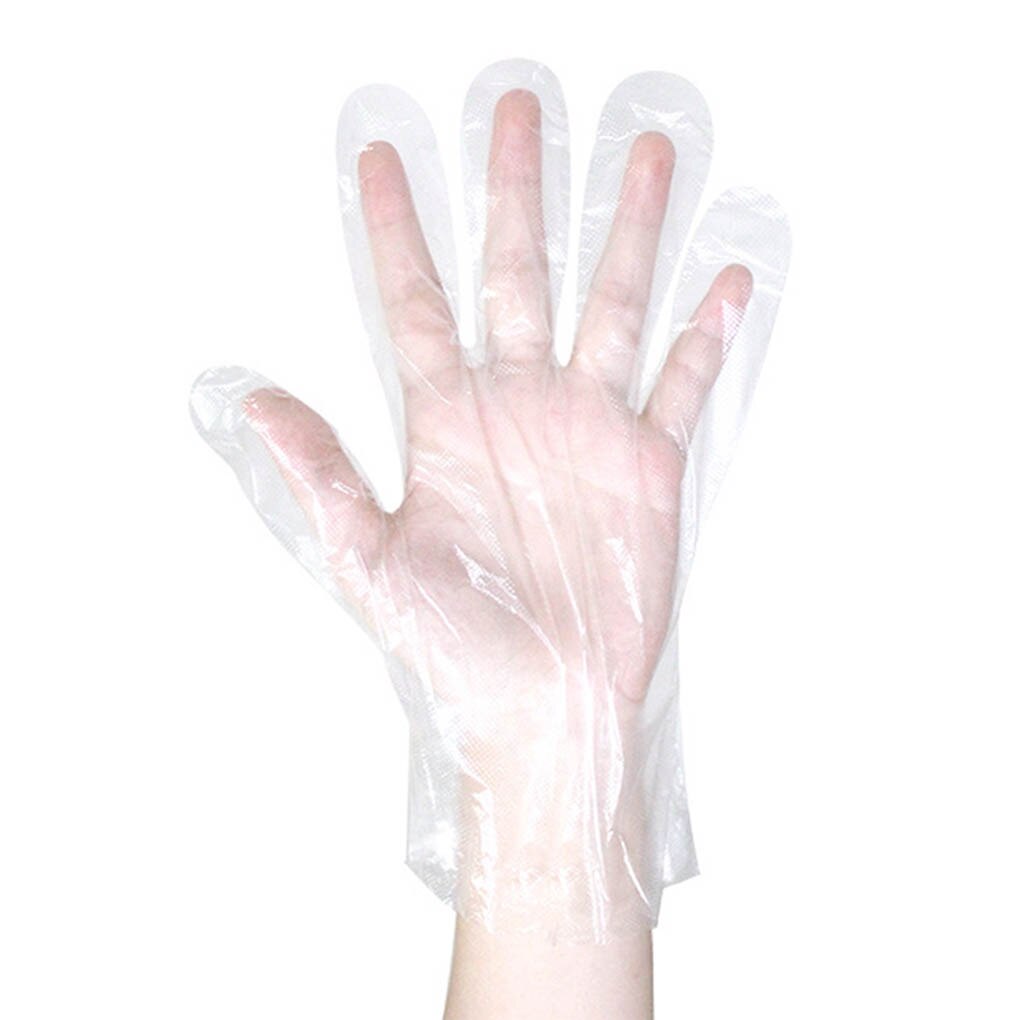 100pcs Disposable Transparent PE Gloves Restaurant Kitchen Beauty Hairdressing Plastic Gloves plastic gloves, Thickened Type