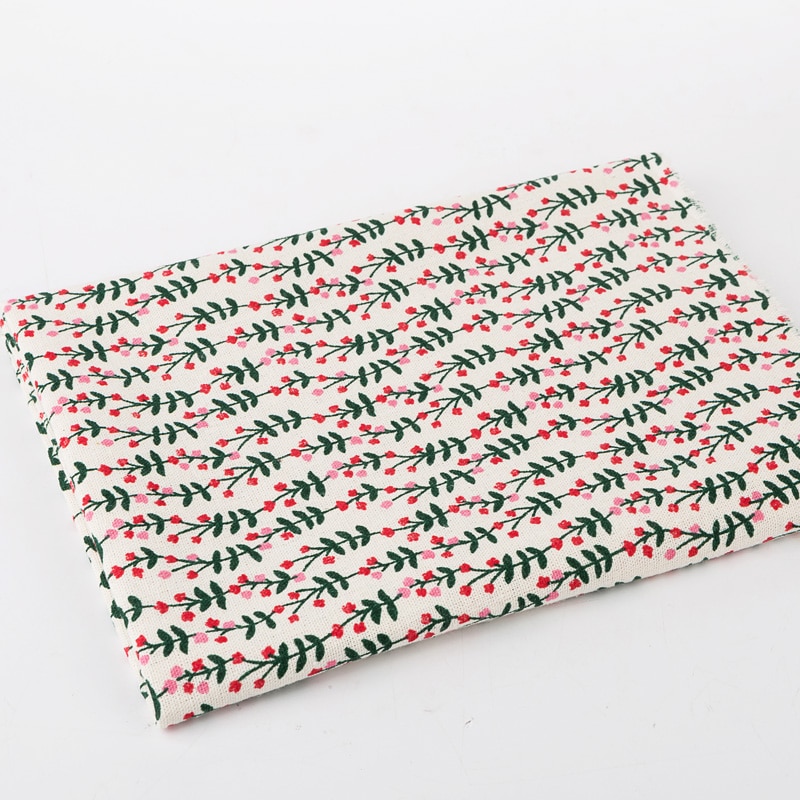 Green Leaf Printed Linen Fabric Canvas Cotton Linen Fabric DIY Sewing Cotton Linen Material Pillow Curtain Sofa Cloth Material