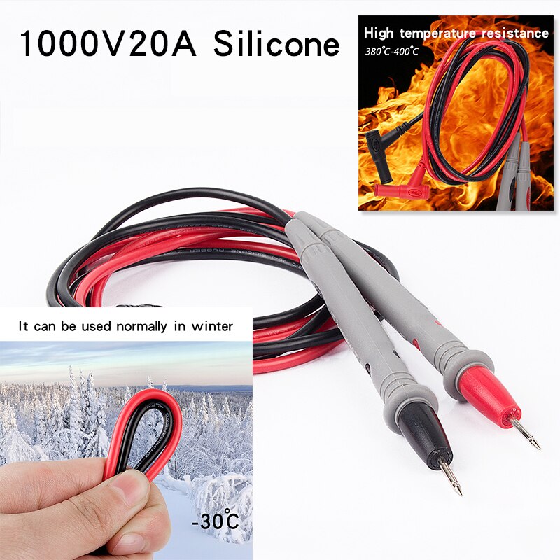1 pair Soft-silicone-wire Digital Multimeter Probe Needle-tip Universal test leads with Alligator clip For LED tester Multimetro: The second