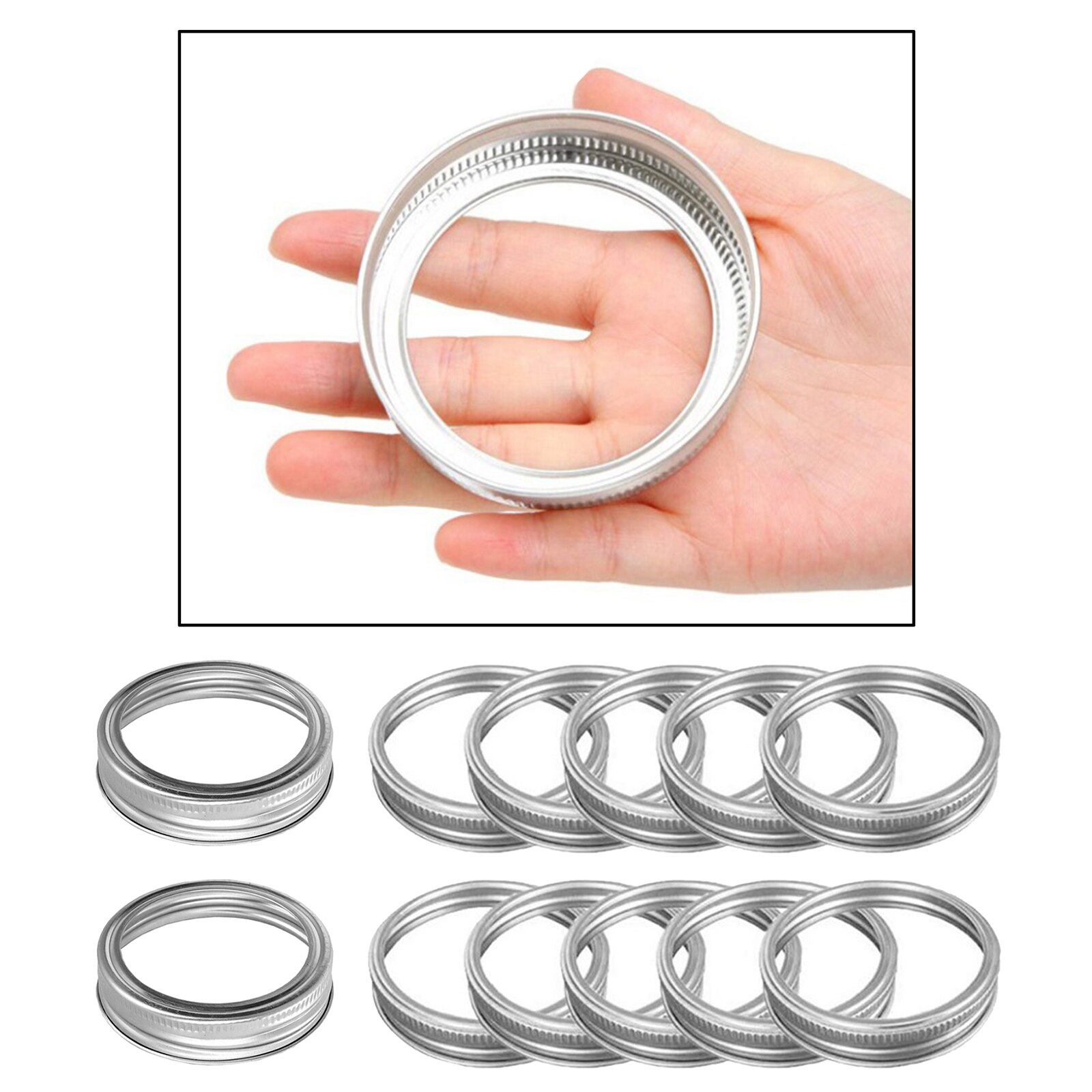 12pcs Mason Jar Lids Split Caps Rings Secure Mason Storage 70mm 86mm