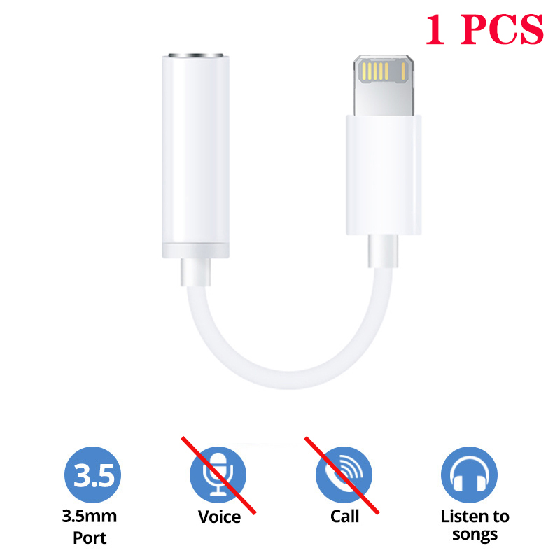 Zur Beleuchtung Kopfhörer Adapter für iPhone 11 12 13 14 Profi Max 12Mini Se 3,5 xs xr x 8 7 ios bis mm Buchse Aux Audio- kabel: Weiß