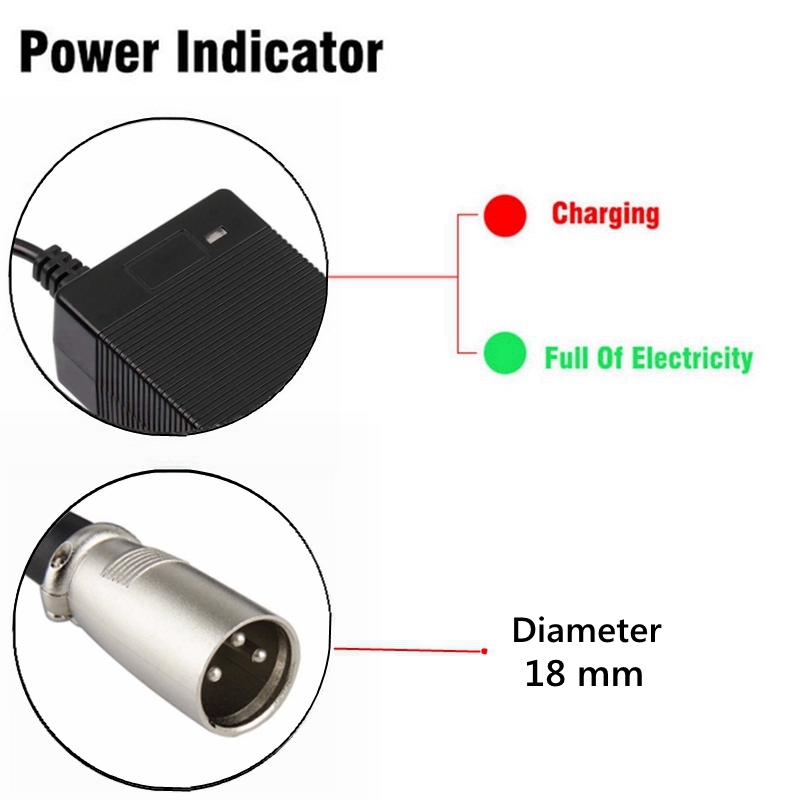 36V 4A Lead-Acid Battery Charger For 43.2V Lead-Acid Battery Charger With 3PIN-XLR Connector With Fan Strong Heat Dissipation