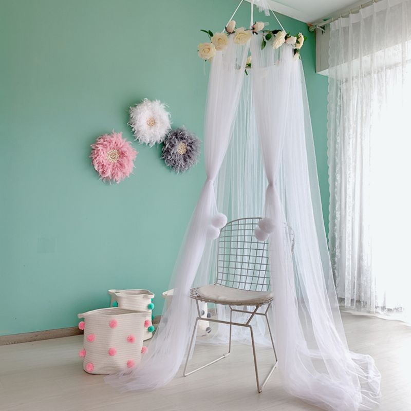 Babybed Klamboe Mesh Kids Beddengoed Ronde Dome Opknoping Bedcover Luifel Gordijn Tent Woondecoratie