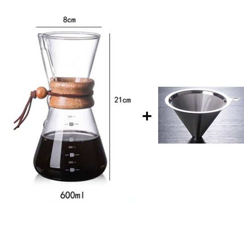 400 Ml 600 Ml 800 Ml Glas Koffiezetapparaat Espresso Potten Machine Met Rvs Filter Hoge Temperatuur slip Thuis: 800ML With Filter