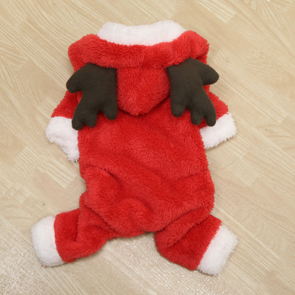 Hond Kleding Kerst Vier-Legged Dikke Kleding Pluche Warme Knoppen Hond Kleding Kat Kleding Levert Teddy Hond Trui: Red / S  back length 25cm