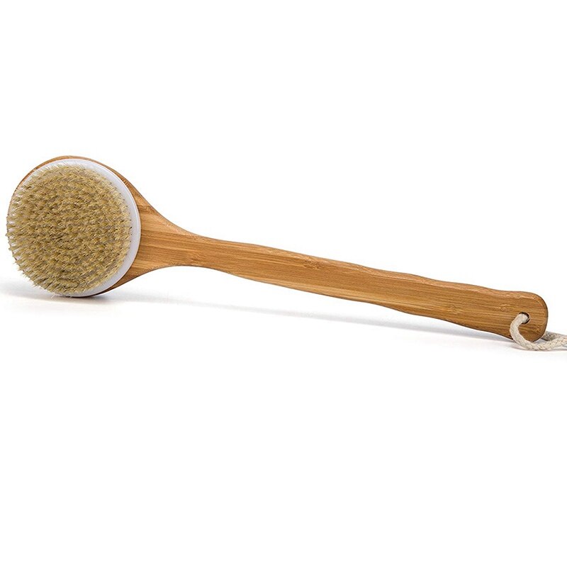 Mejor baño cuerpo seco cepillo-cepillo jabalí Natural cerdas ducha frotador de espalda con mango largo para la celulitis exfoliación de desintoxicación