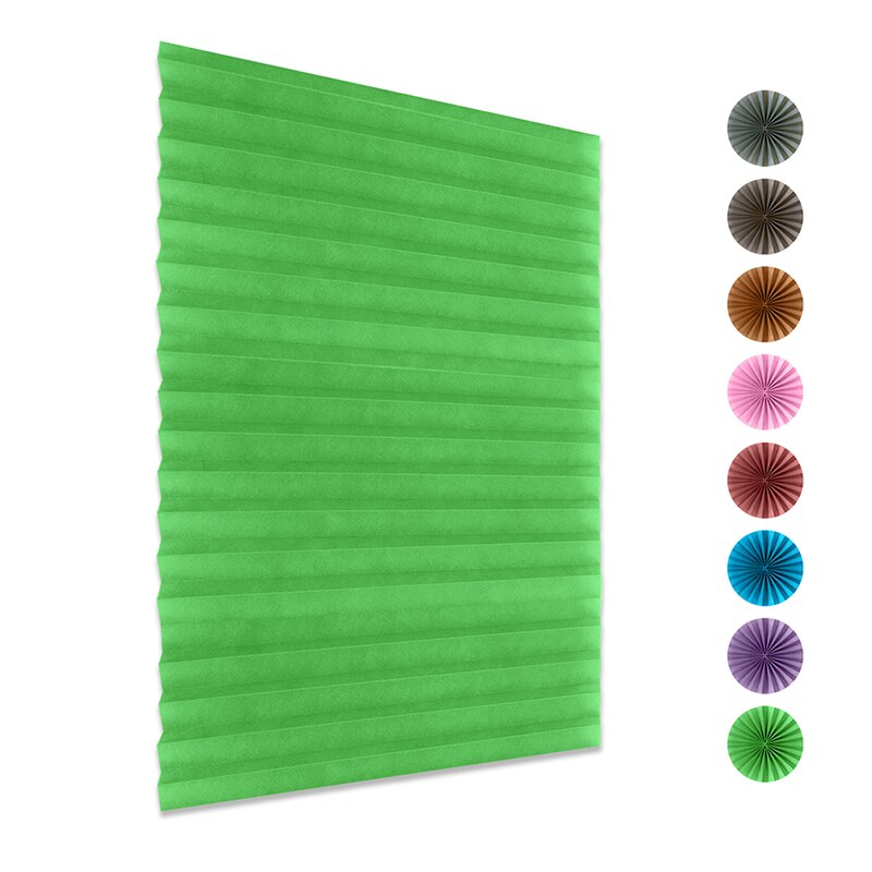 Zelfklevende Gordijnen Voor Badkamer Keuken Balkon Shades Effen Kleur Geplooide Jaloezieën Half Verduisterende Gordijnen: Green / 90-150